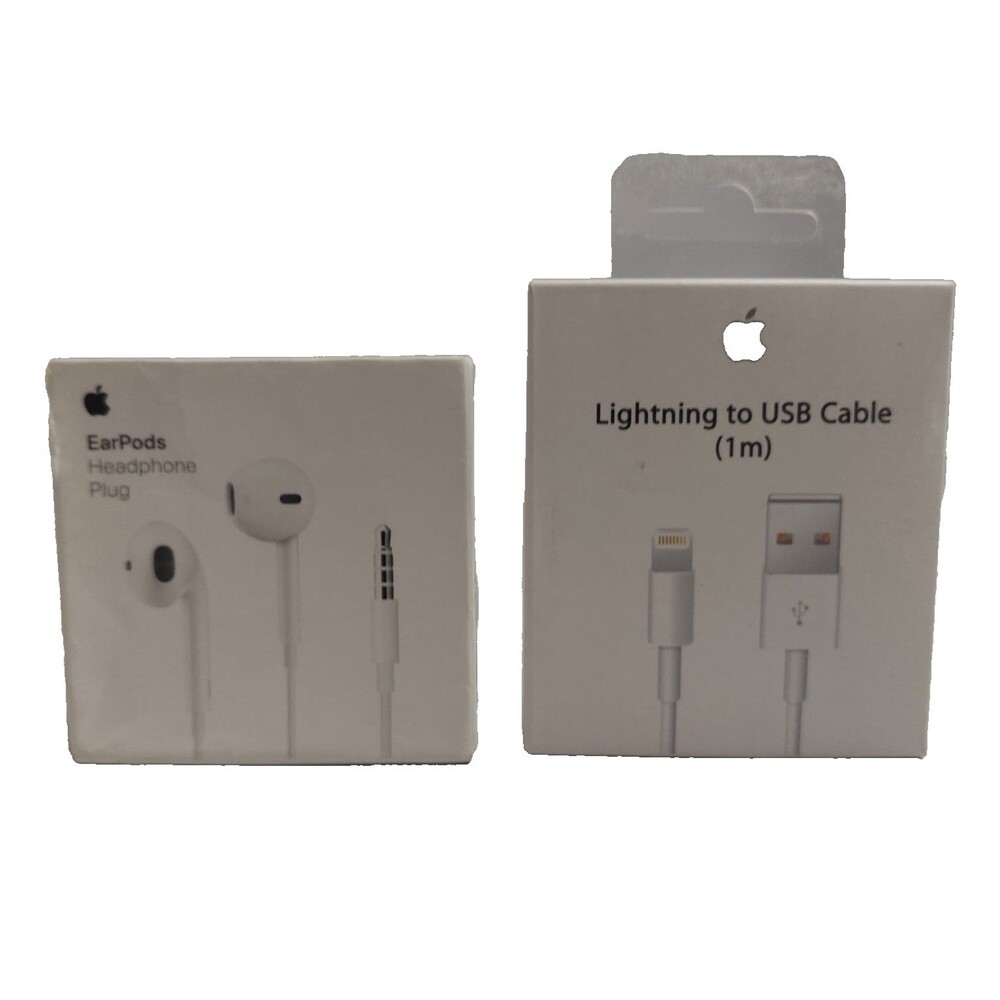 Apple EarPods 3.5mm Headphones Plug and Lightning to USB Cable 1m Genuine OEM